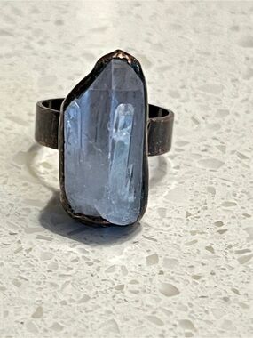 Retro Style Natural Crystals Cluster Big Statement Adjustable‎ Ring